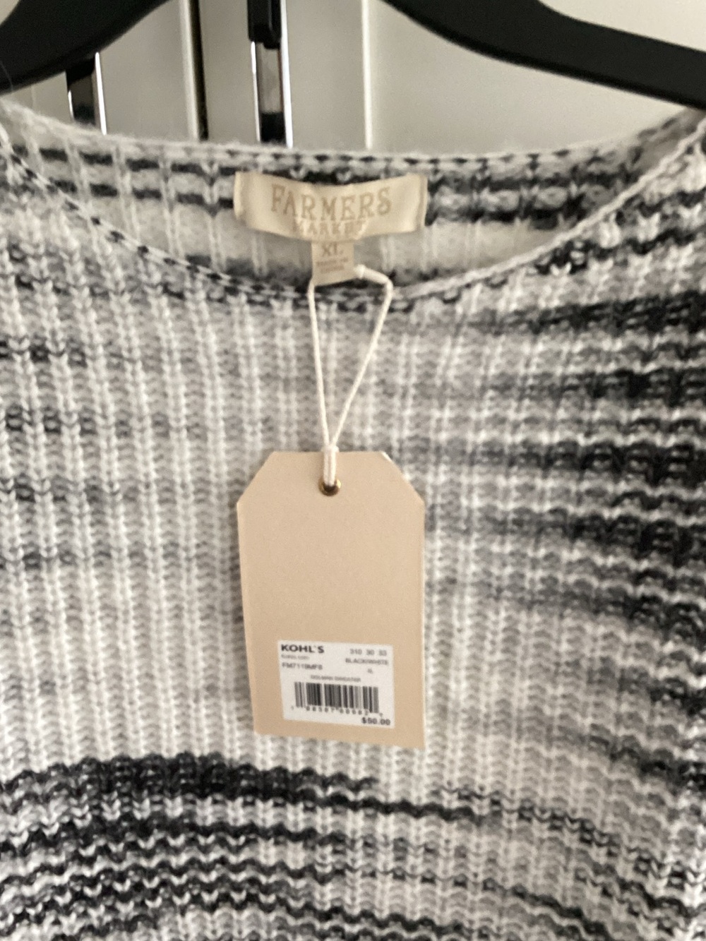 Farmers Market Black & White Stripe Crew Sweater